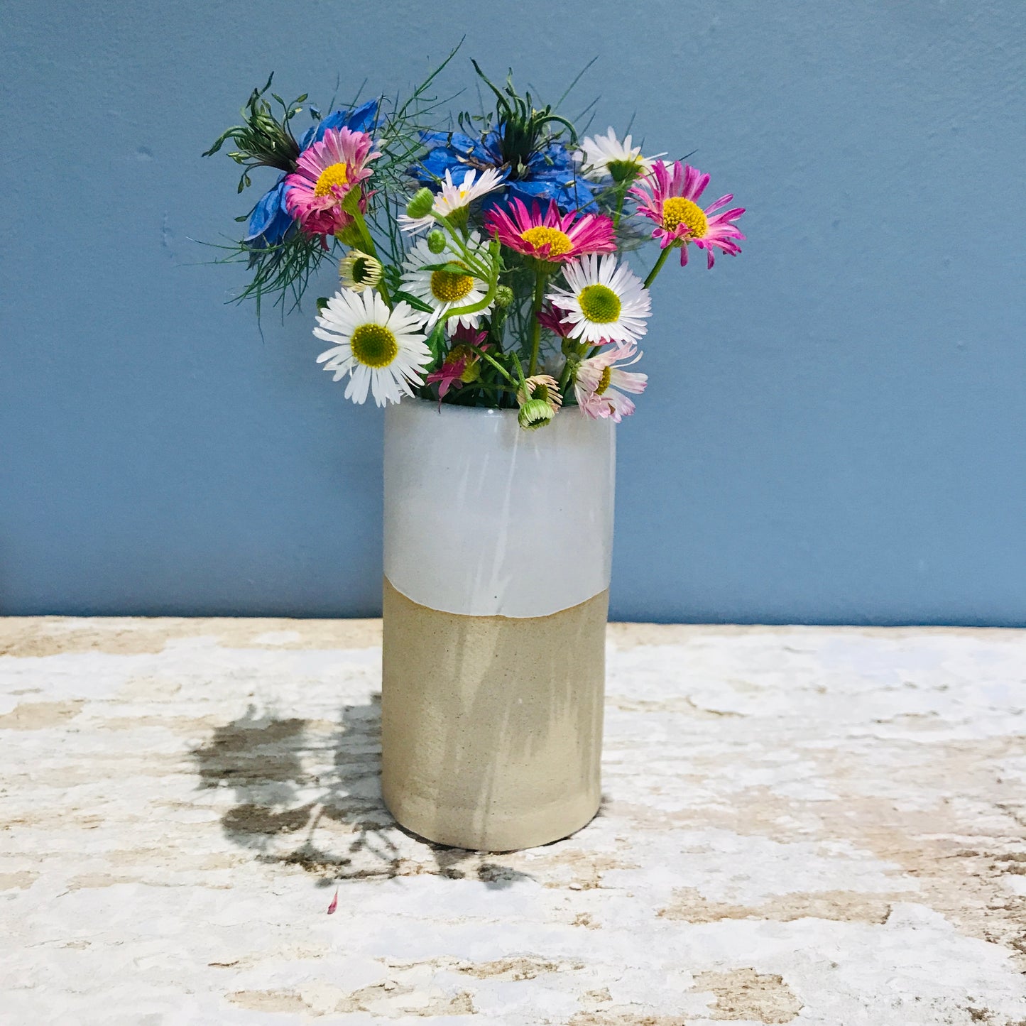 Dipped glaze ceramic flower posy bud vase