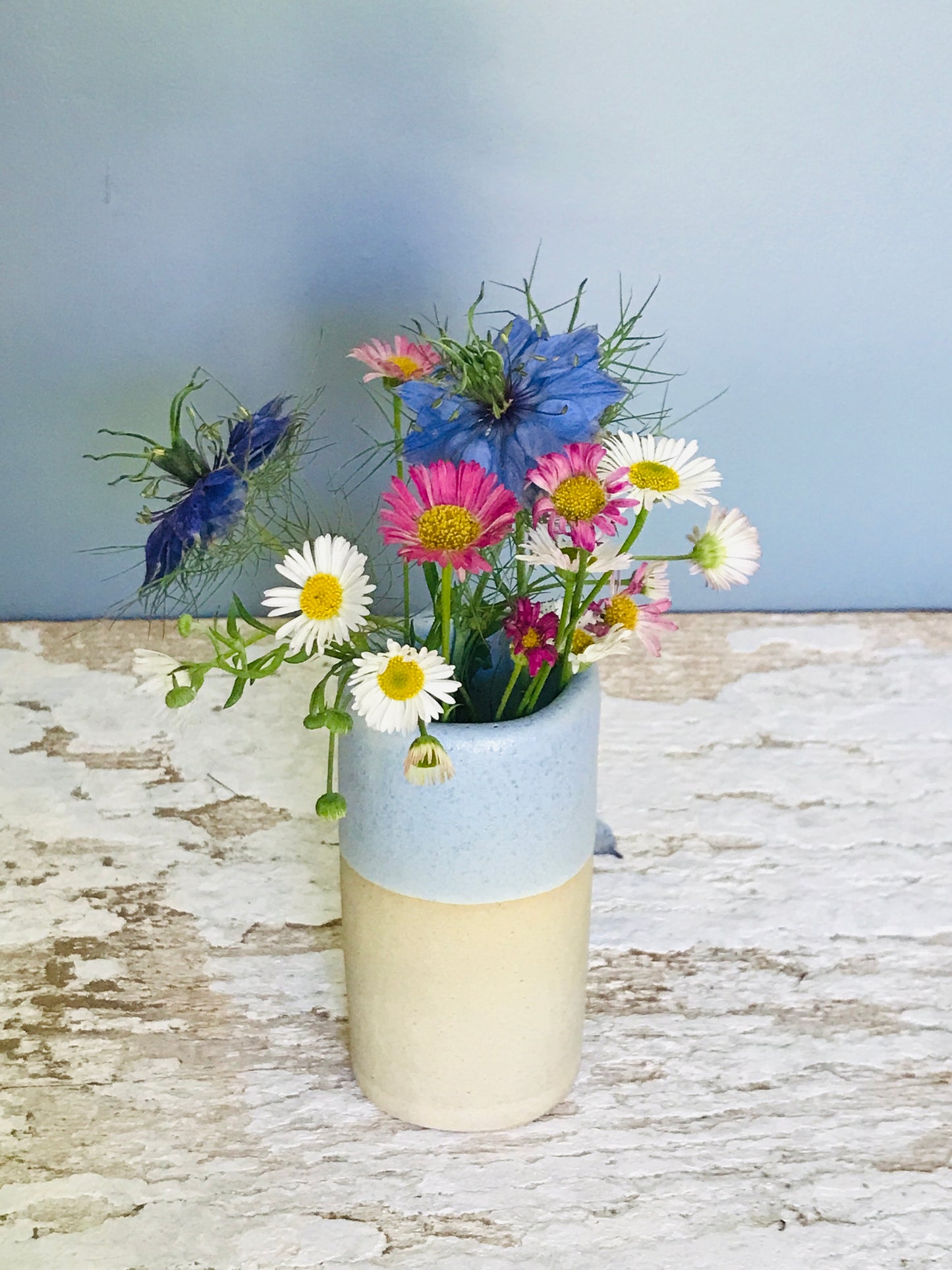 Dipped glaze ceramic flower posy bud vase