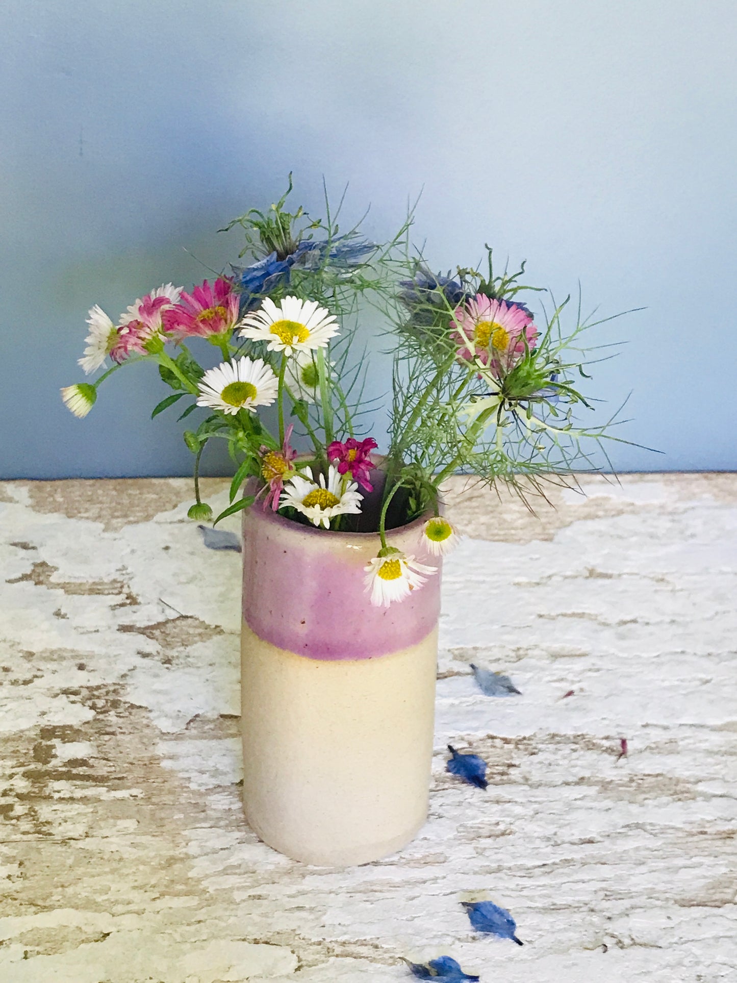 Dipped glaze ceramic flower posy bud vase