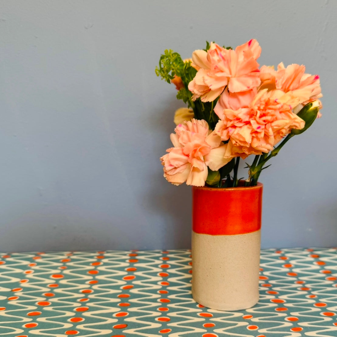 Dipped glaze ceramic flower posy bud vase