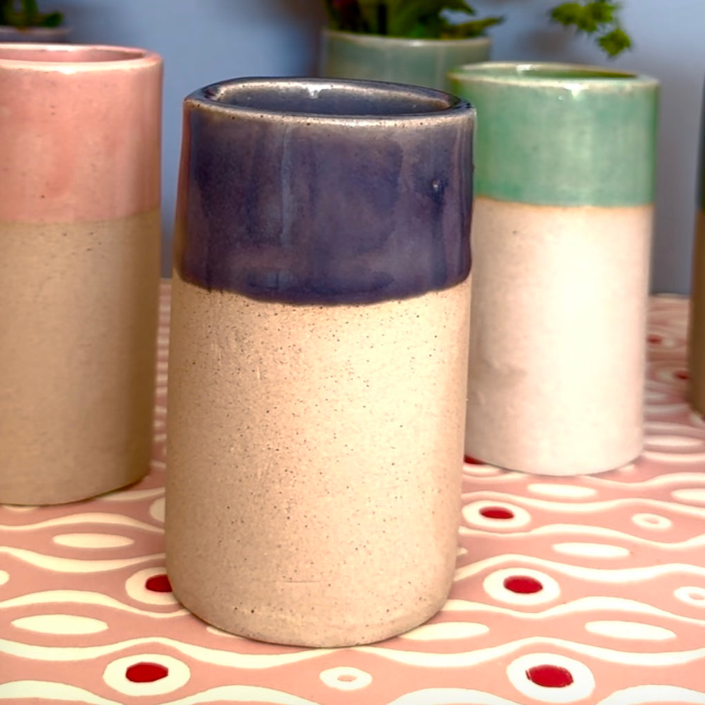 Dipped glaze ceramic flower posy bud vase
