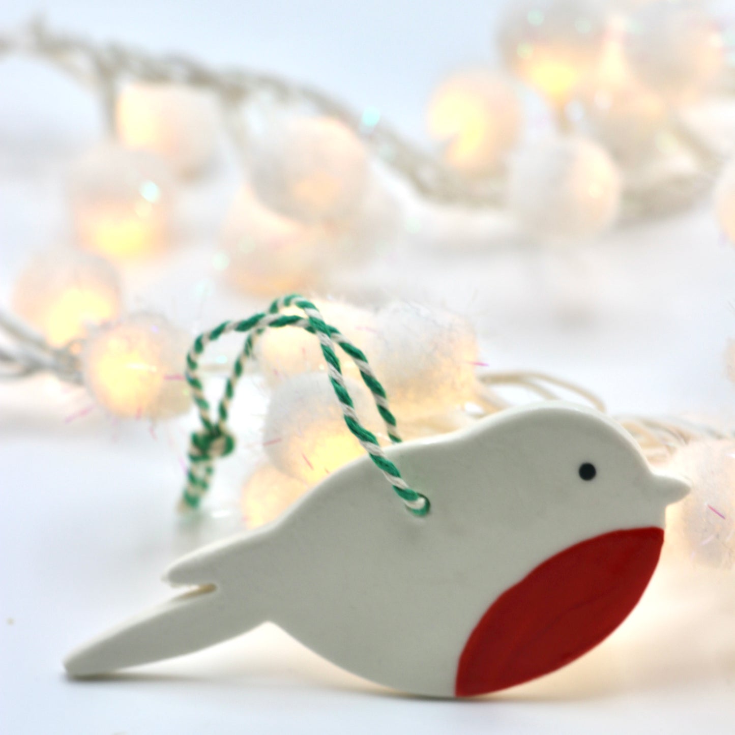 Porcelain Robin red breast hanging bird christmas decoration