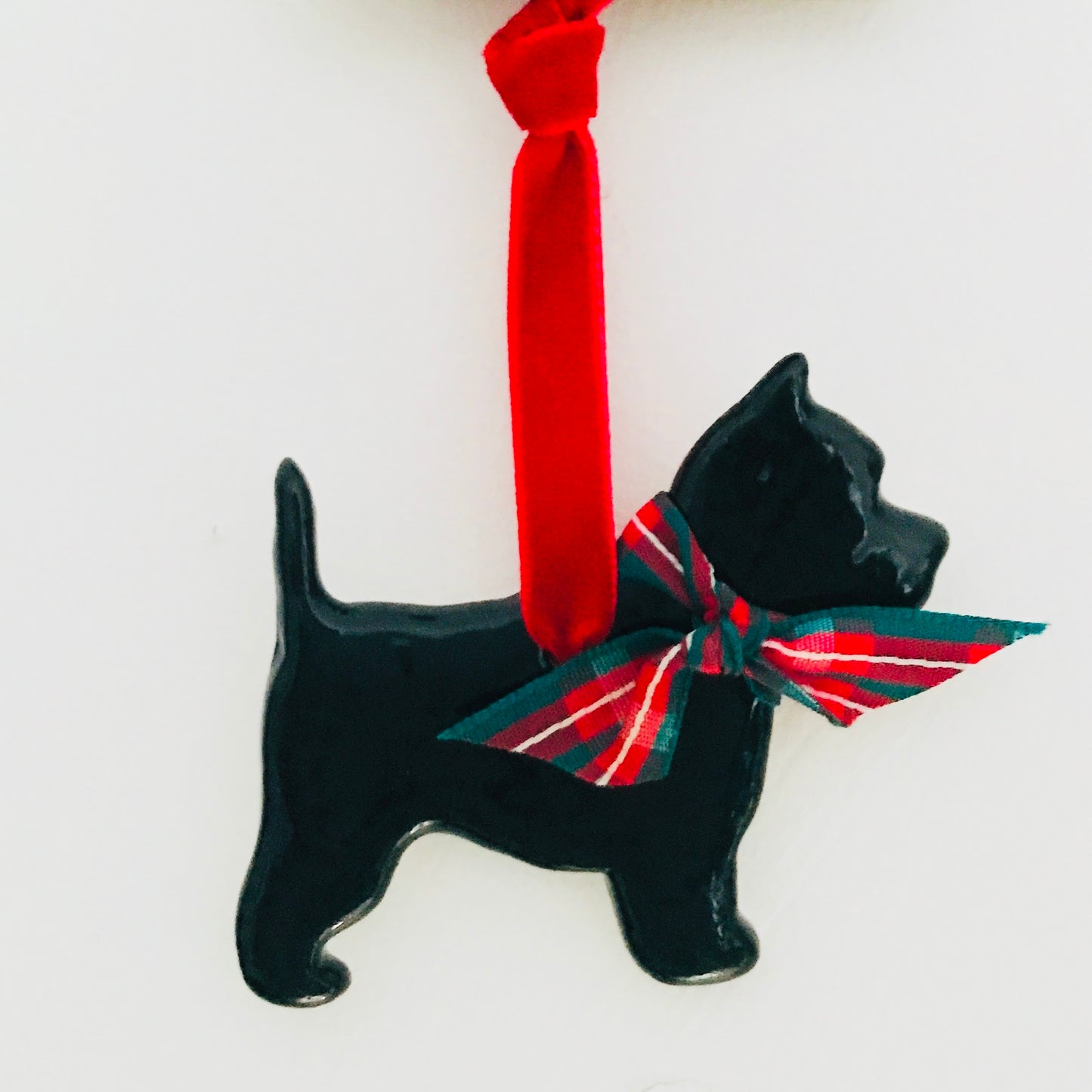 Porcelain Scottie Westie West Highland Terrier Dog hanging decoration