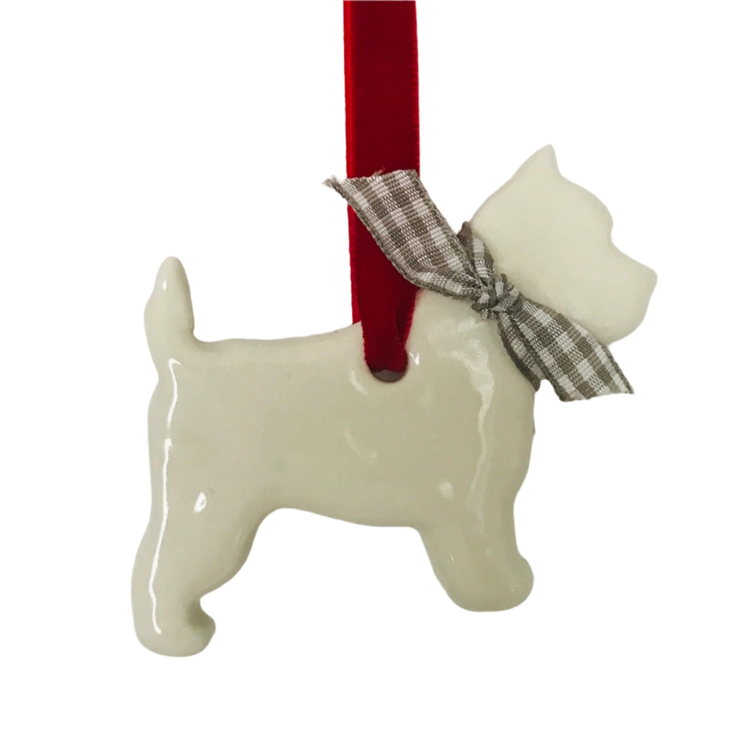 Porcelain Scottie Westie West Highland Terrier Dog hanging decoration