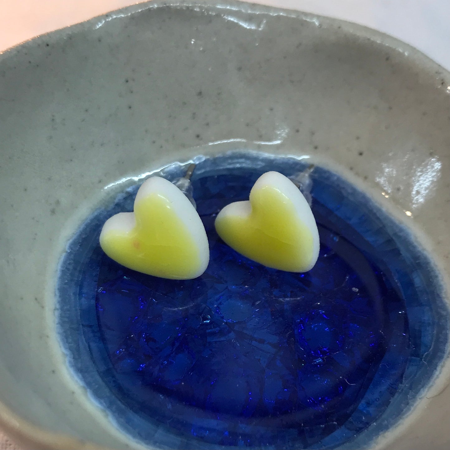 Heart shaped porcelain hypo-allergenic stud earrings