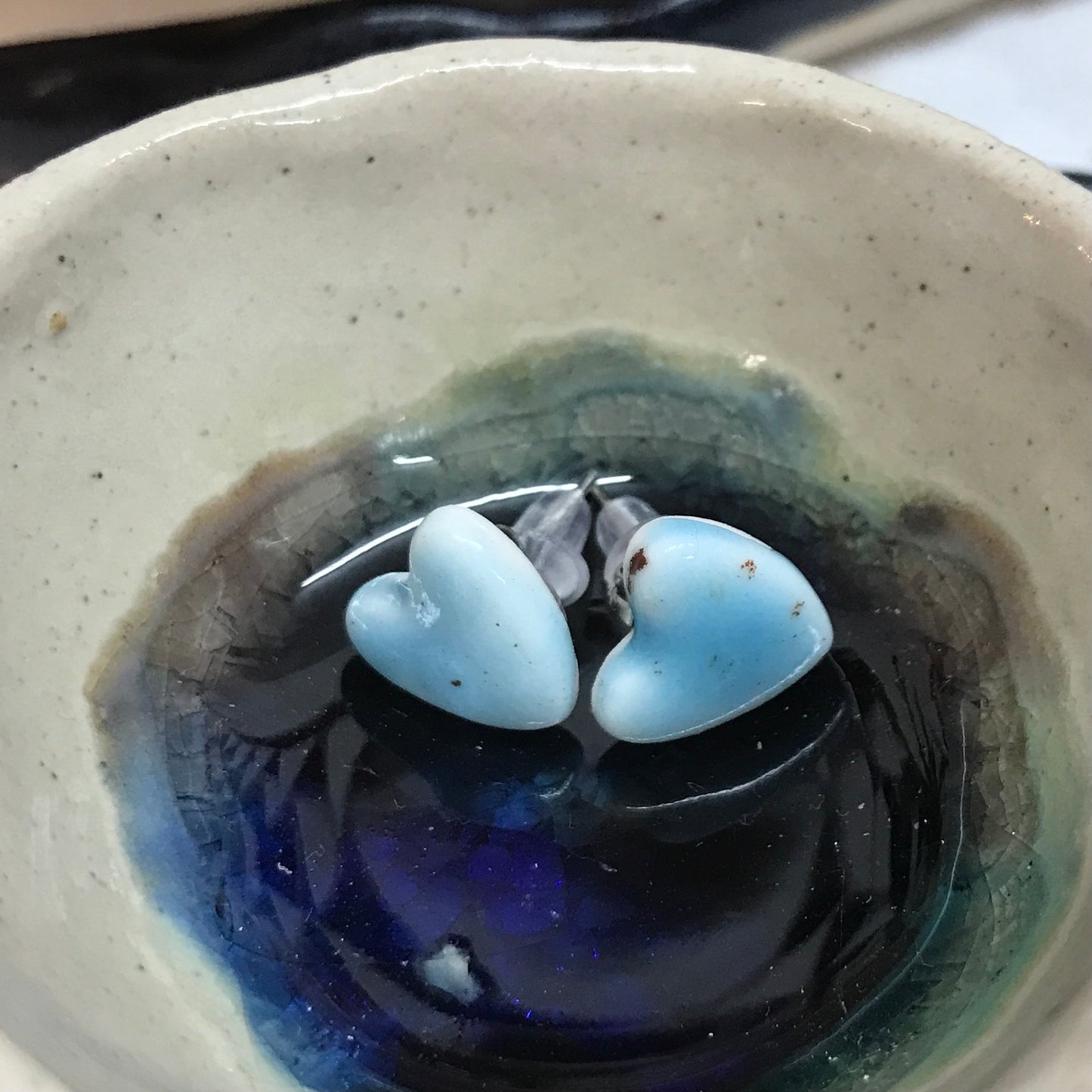 Heart shaped porcelain hypo-allergenic stud earrings