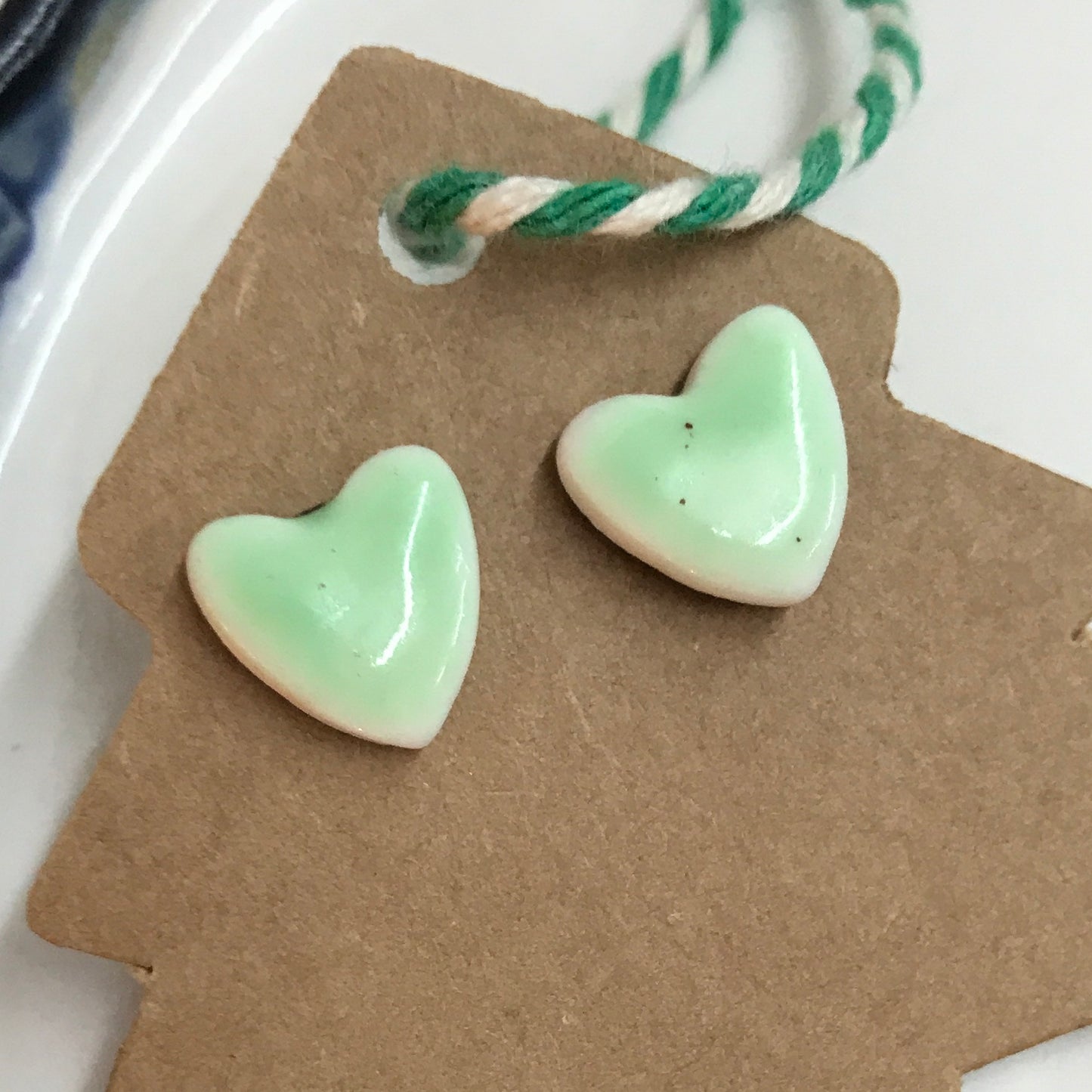 Heart shaped porcelain hypo-allergenic stud earrings