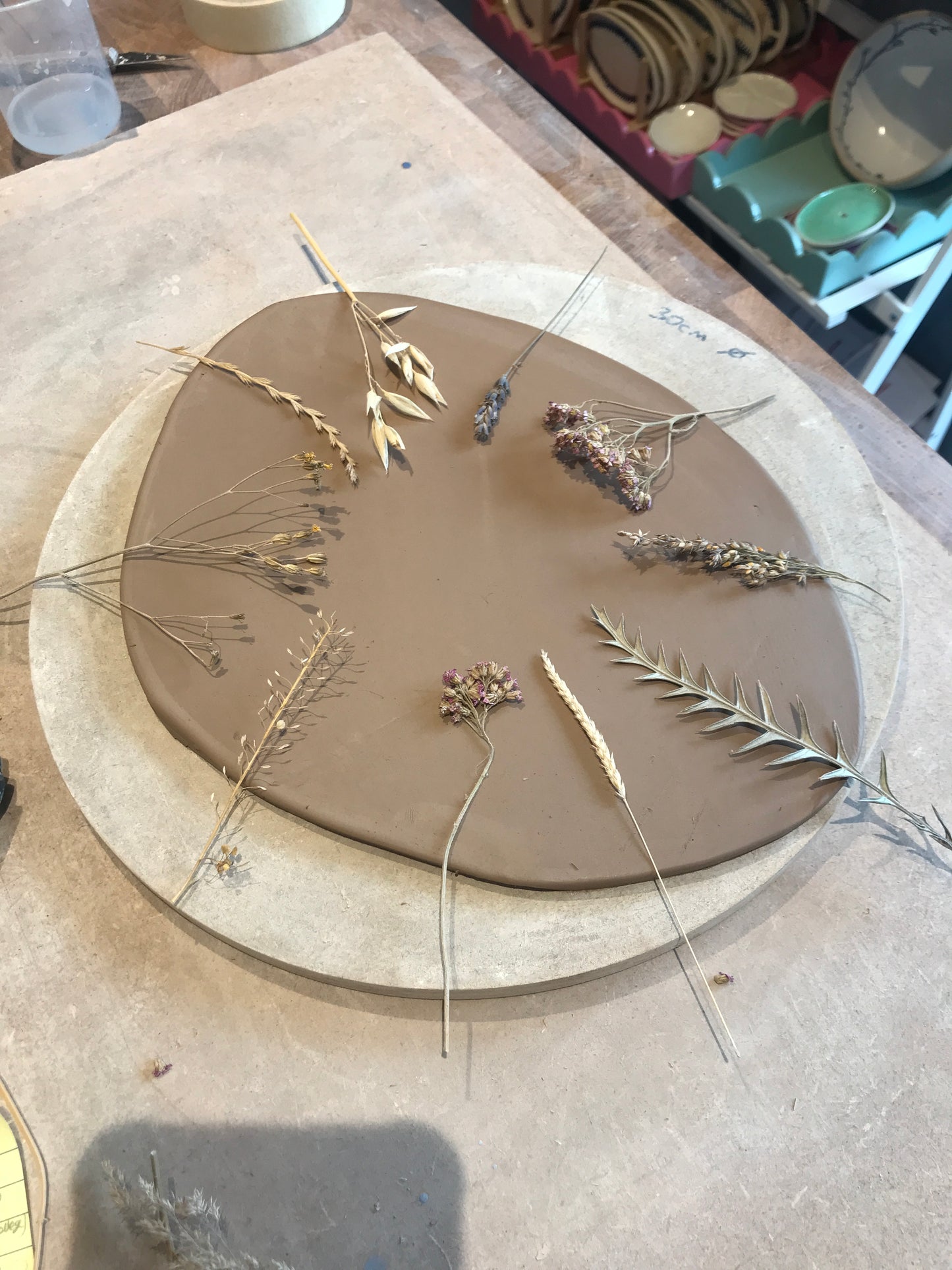 Asymmetric Wild Grasses Ceramic Serving Centrepiece Platter