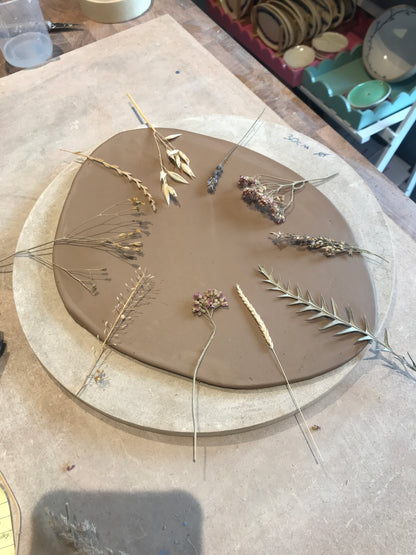 Asymmetric Wild Grasses Ceramic Serving Centrepiece Platter
