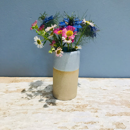 Dipped glaze ceramic bud vase