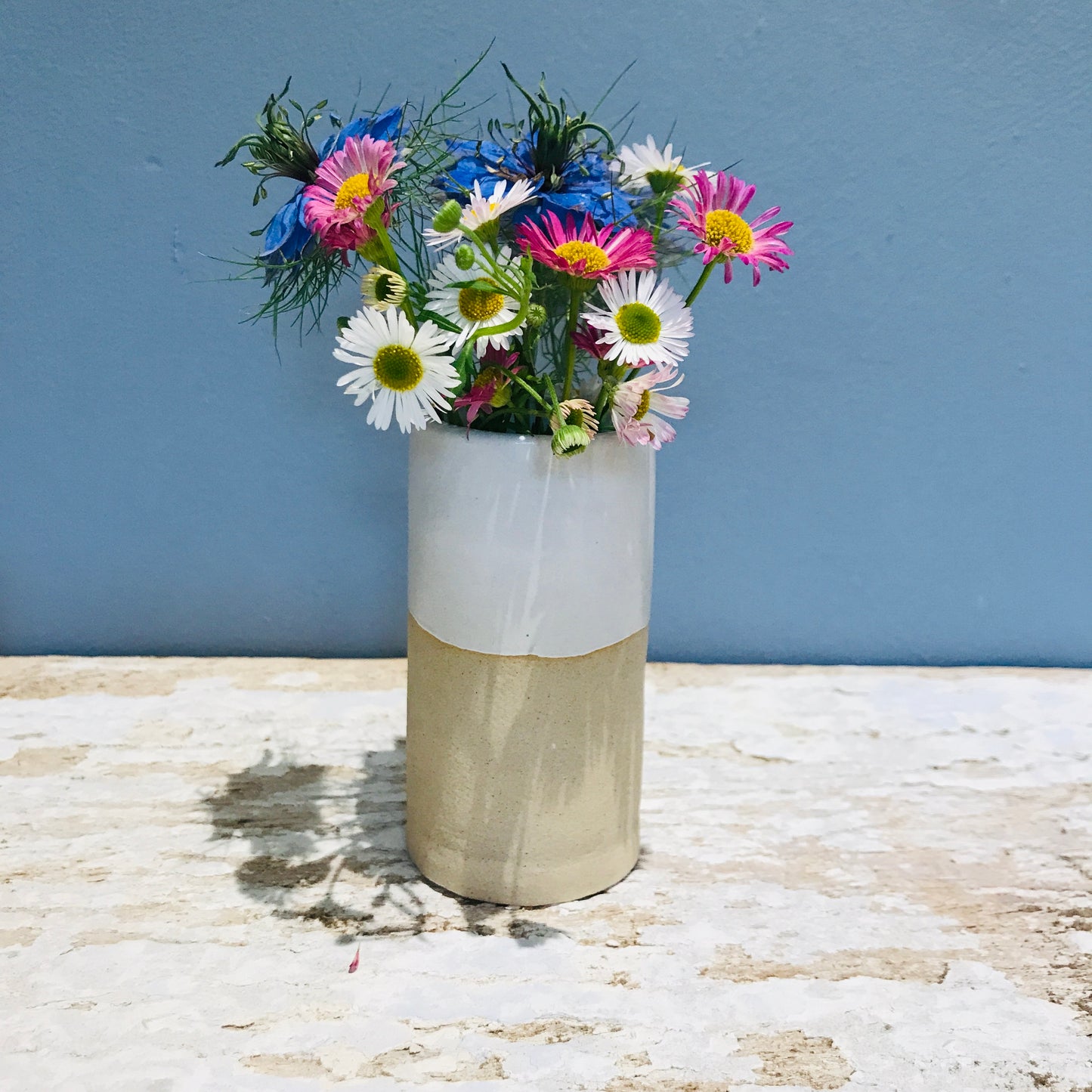 Dipped glaze ceramic bud vase