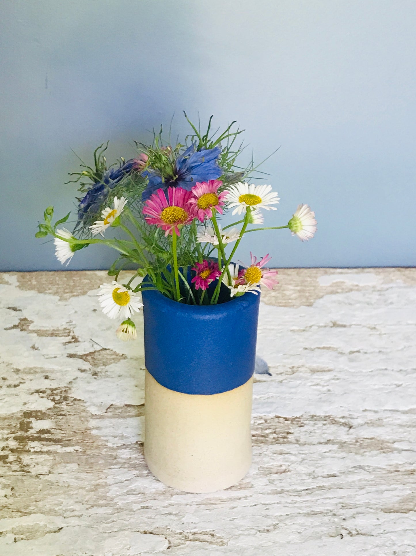 Dipped glaze ceramic bud vase