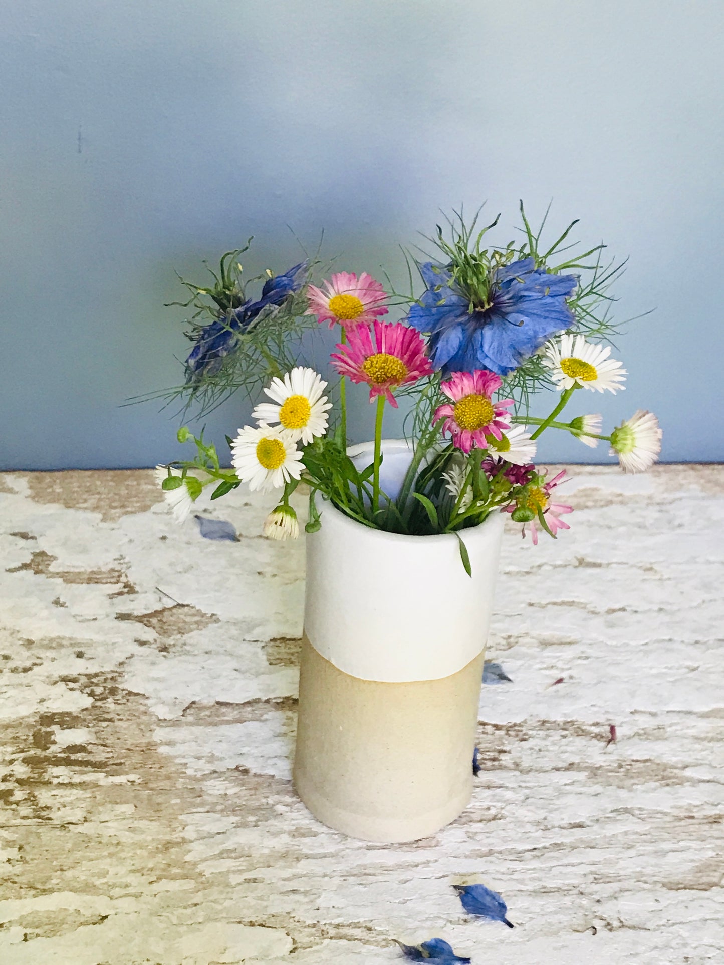 Dipped glaze ceramic bud vase