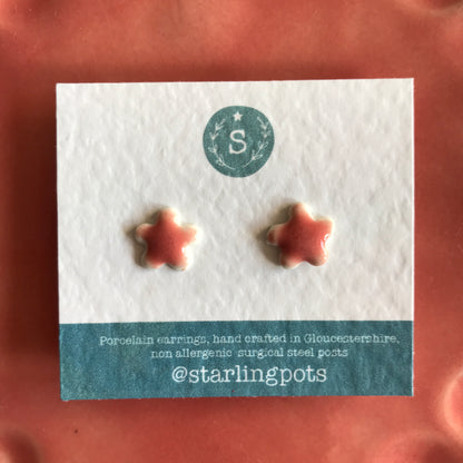 Flower shaped porcelain hypo-allergenic stud earrings