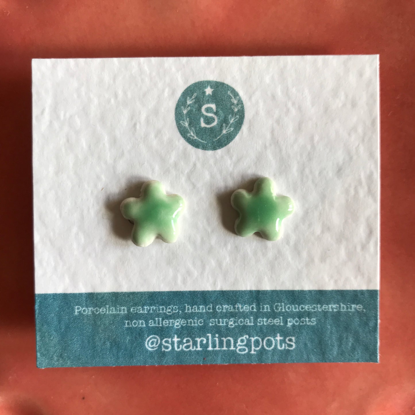 Flower shaped porcelain hypo-allergenic stud earrings