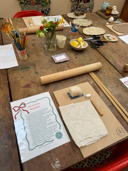 Platter making ceramics workshop full day at Victoria Works nr Stroud