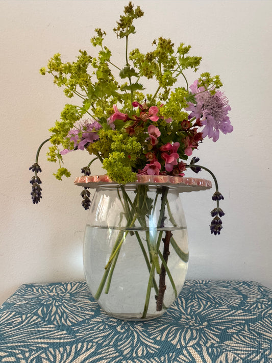 Flower frog ceramic vase topper to arrange stem flowers beautifully