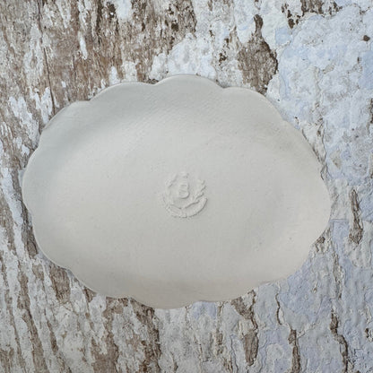 White porcelain scalloped edge trinket and soap dish