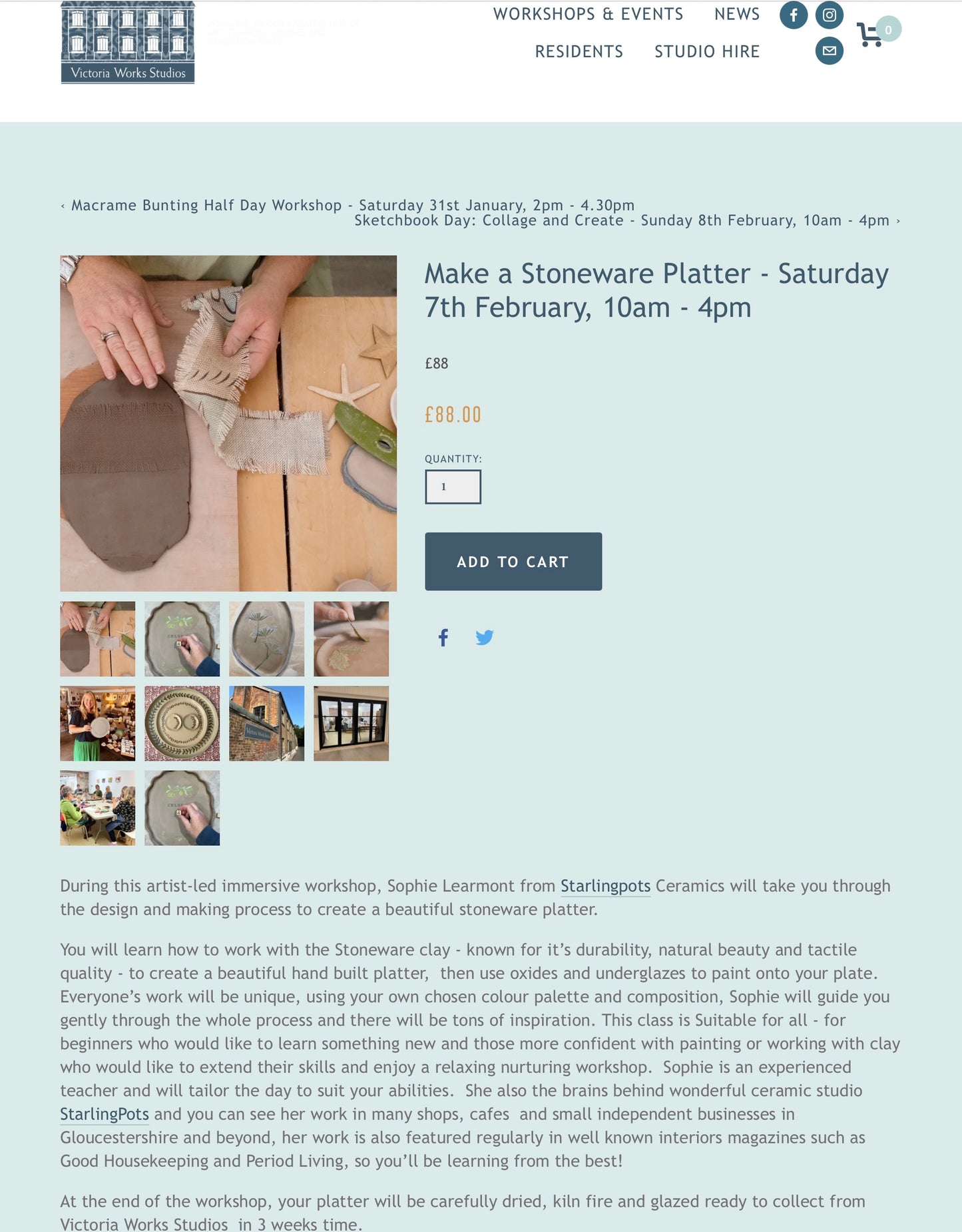 Platter making ceramics workshop full day at Victoria Works February 7th 2026