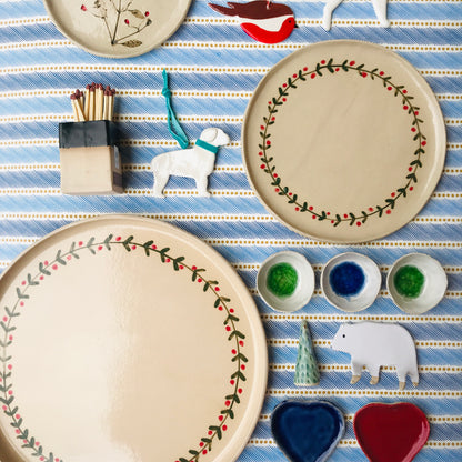 festive ceramic plates and decorations