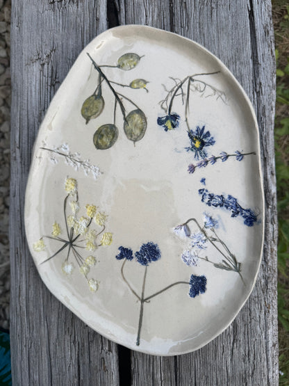 Asymmetric Wild Grasses Ceramic Serving Centrepiece Platter