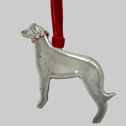 Porcelain Grey Whippet Greyhound Dog hanging decoration