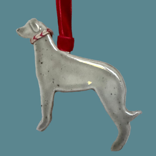 Porcelain Grey Whippet Greyhound Dog hanging decoration
