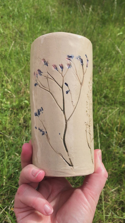 Wild grasses and flowers ceramic vase