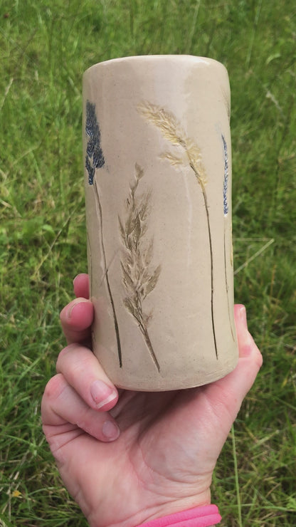 Wild grasses and flowers ceramic vase